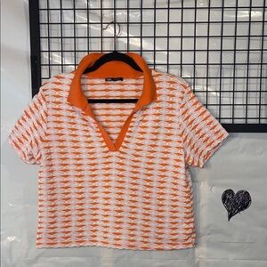 Zara Oversized Geometric knit Crop Top